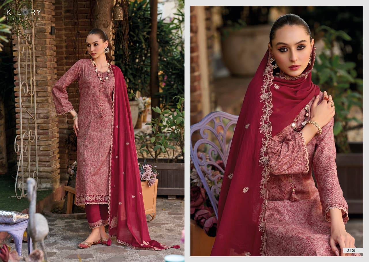 THREAD STORY By KILORY TRENDS 2421 To 2424 Series Beautiful Colourful PURE LAWN COTTON Dresses At Wholesale Price